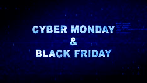 cyber lunedì e black friday testo rumore digitale contrazione glitch distorsione effetto errore animazione.