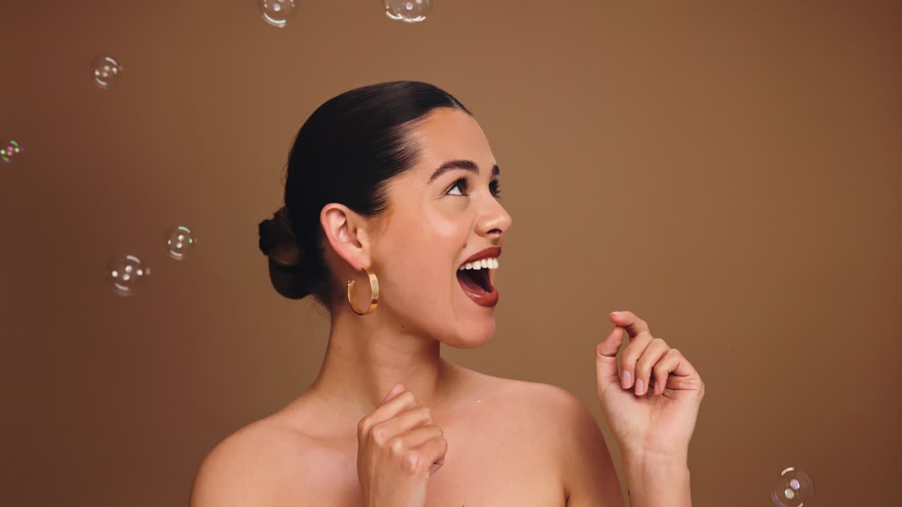 Woman playing with bubbles