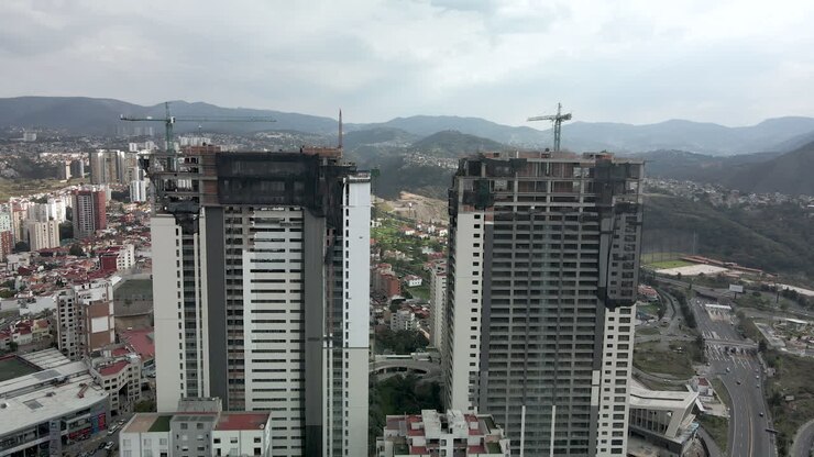 Vista de habitações em construção na Cidade do México