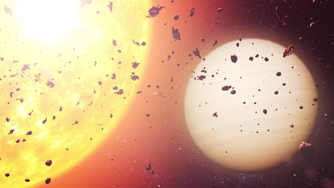 инопланетный космический корабль рядом с умирающей звездой