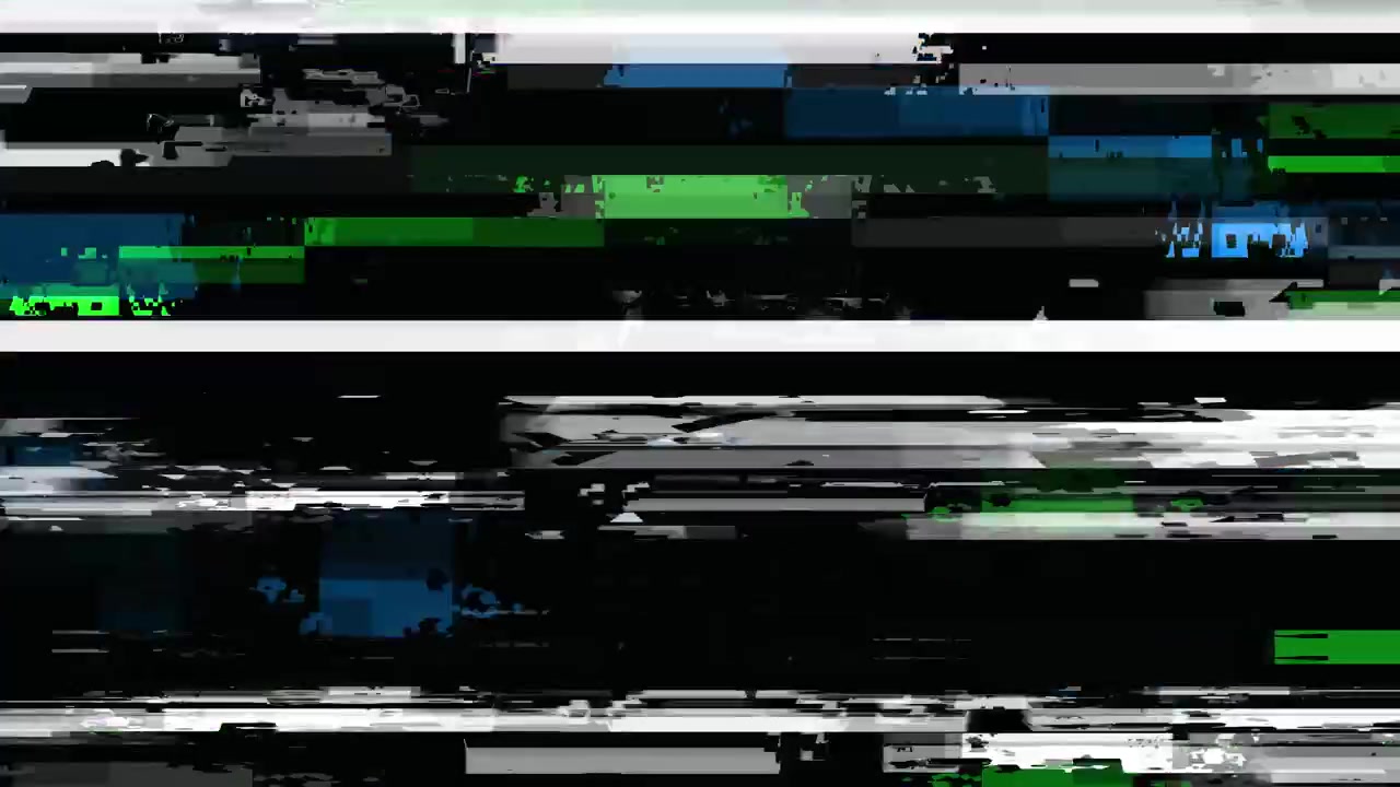 Digital Glitch Effect with Green and Blue Horizontal Lines
