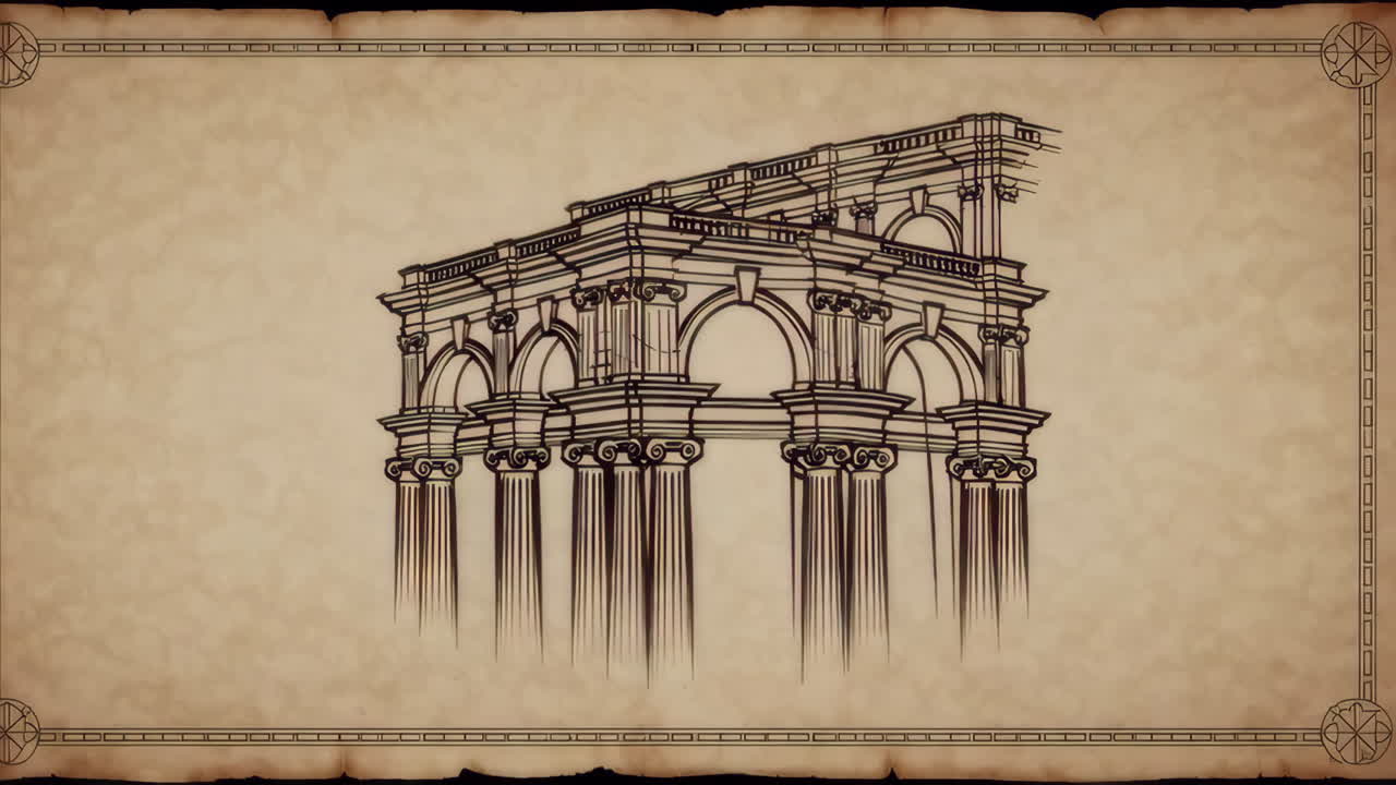 Architectural Sketch of Ancient Ruins