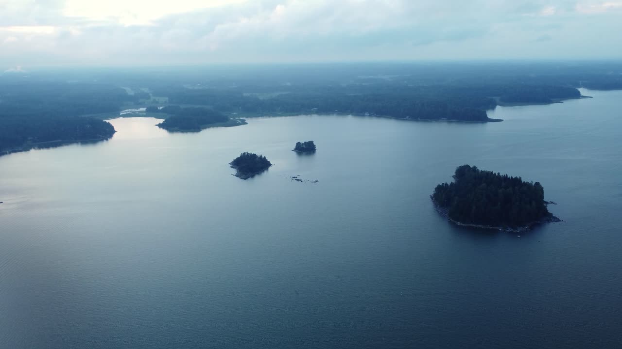 Aerial View of Islands in a Lake