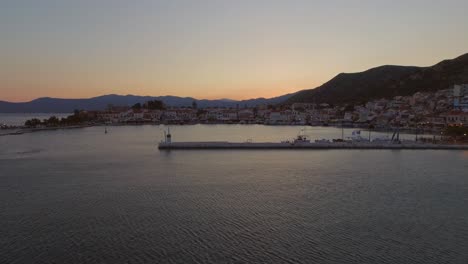 aerial: the historical town pythagorion on samos