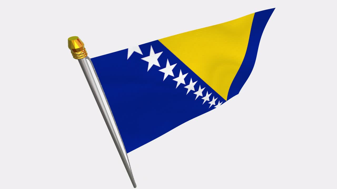 바람에 흔들리는 보스니아 헤르체고비나 국기 - alphachannel_093.mov