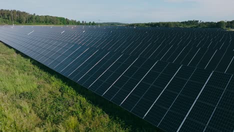 Drone-shot-of-the-biggest-solar-farm-in-Sweden-outside-Strängnäs,-Stockholm