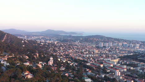 Toulon-hilltop-mountain-aerial-view-sunset-France-french-riviera-residential