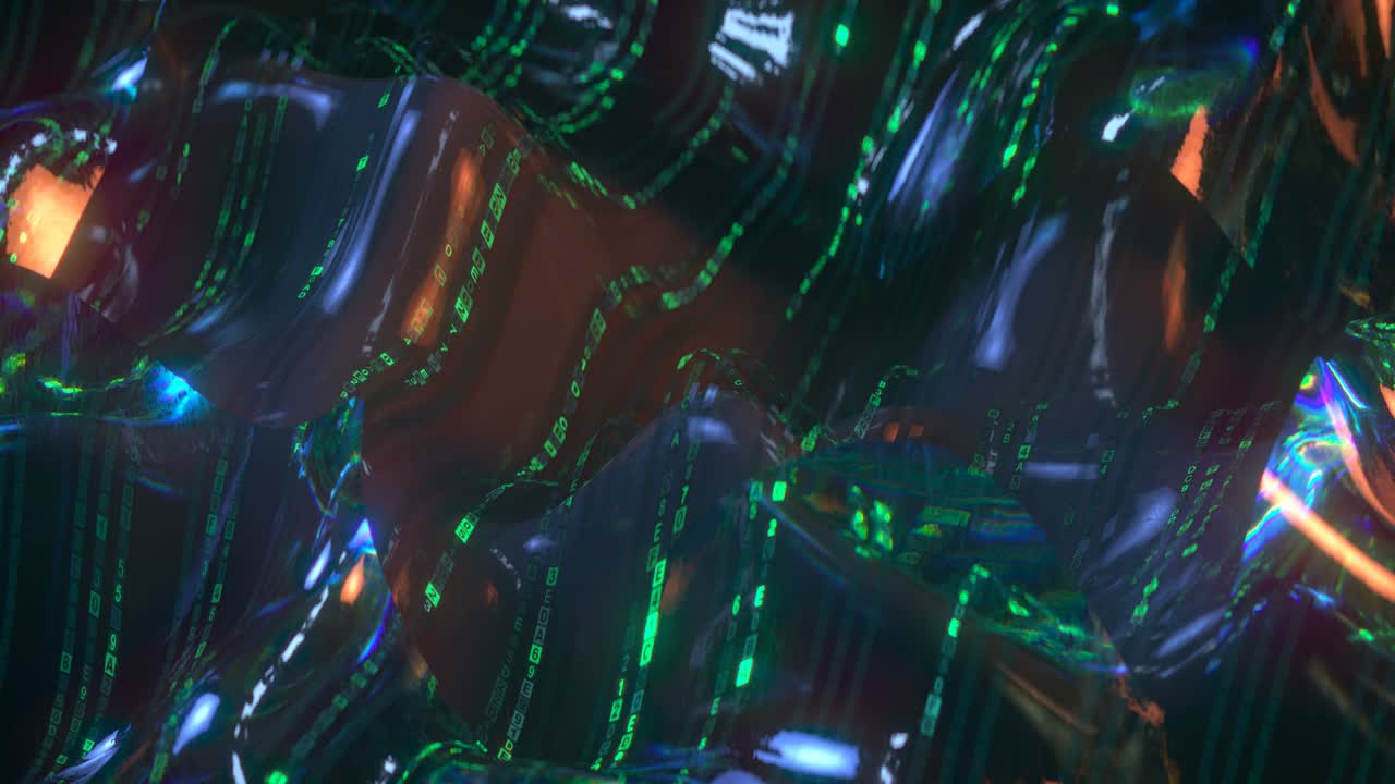 Wavy lines with HEX computer code seamless loop 3D render animation