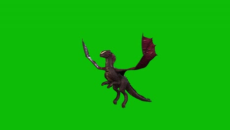 dragon fantasy creature, monster, flying idle on green screen, perspective view seamless loop 3d animation.