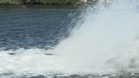 imagen de agua saliendo y moviéndose de un aireador de estanque de peces con una red en la parte superior, muy hermosa