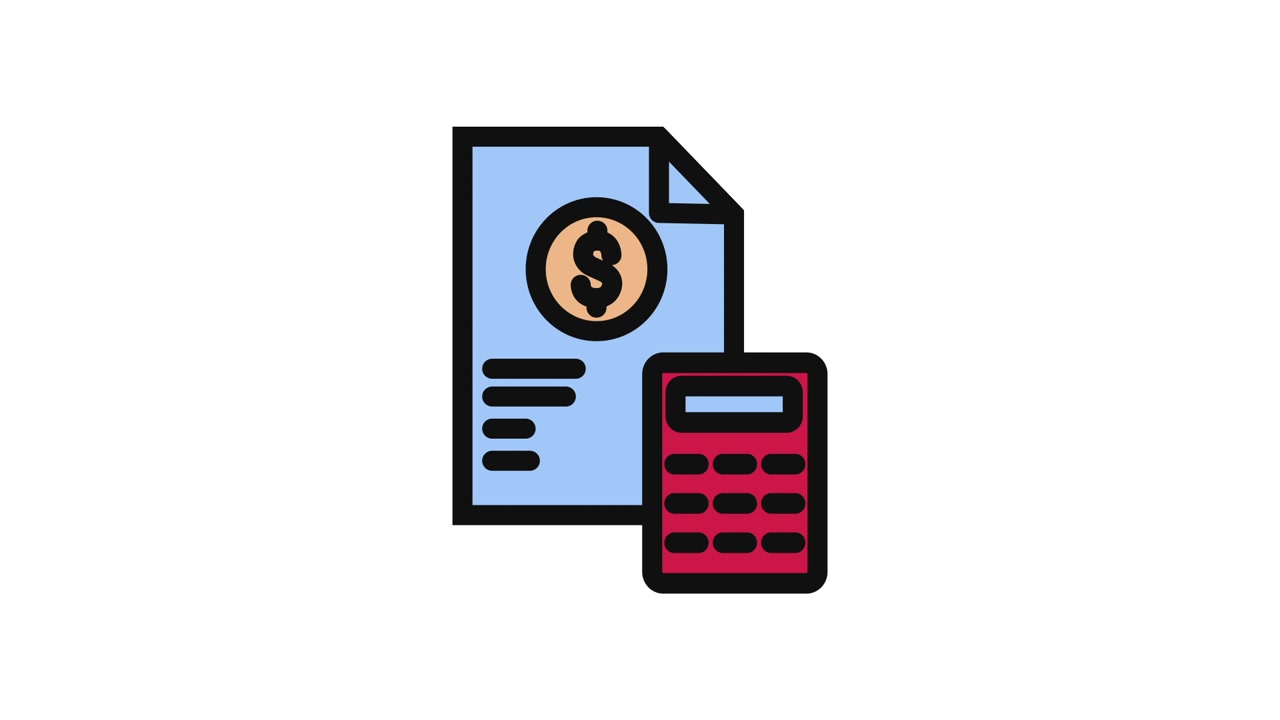 Icona animata di un documento finanziario e una calcolatrice