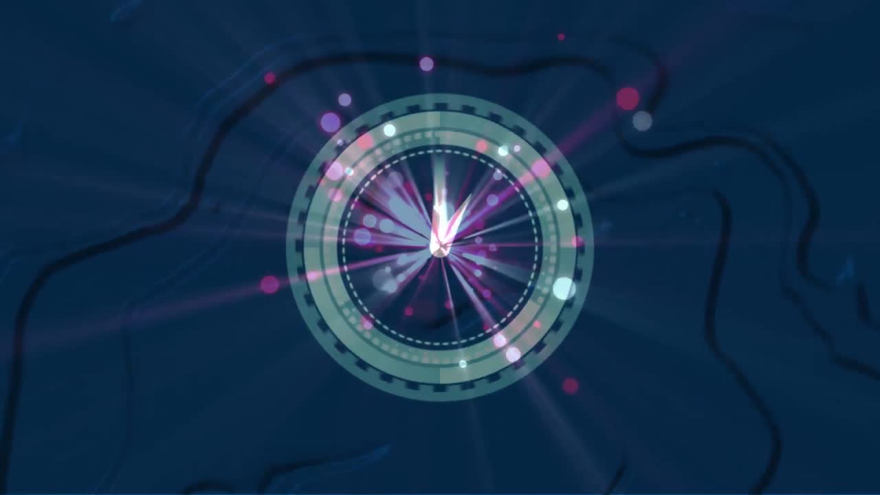 анимация тикания часов и обработки данных на зеленом фоне