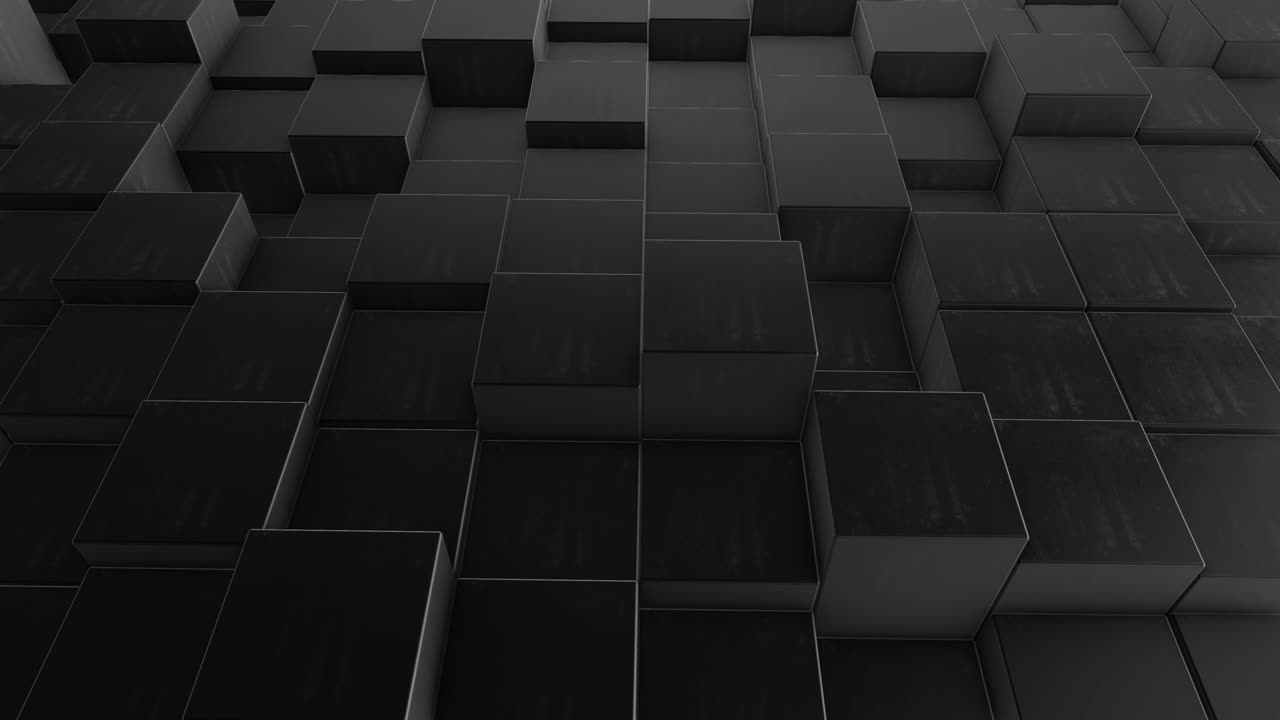 Abstract Dark Black Metal Cube Shapes (Loopable) stock video