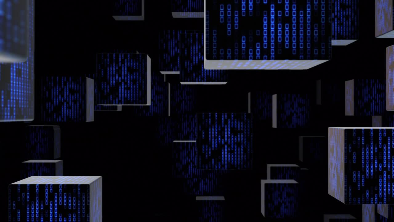 Digital 3d blocks of data animation 4k