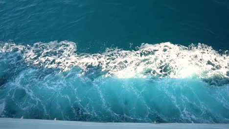 Shot-of-a-water-wake-by-the-Ferry-traversing-the-waters-in-Split-Croatia-Europe