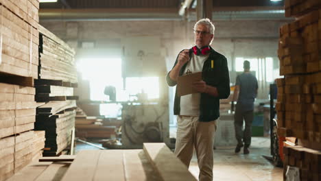 workers in a lumber warehouse