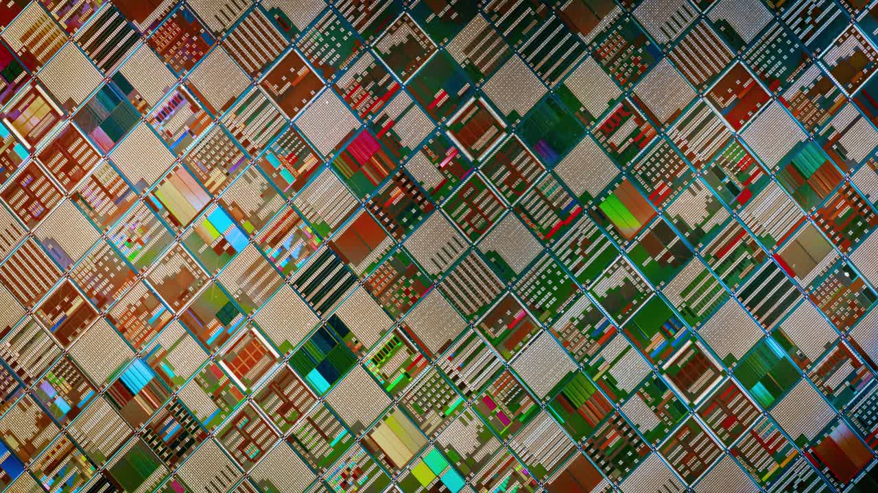 Silicon semiconductor wafer with integrated circuit die mosaic pattern