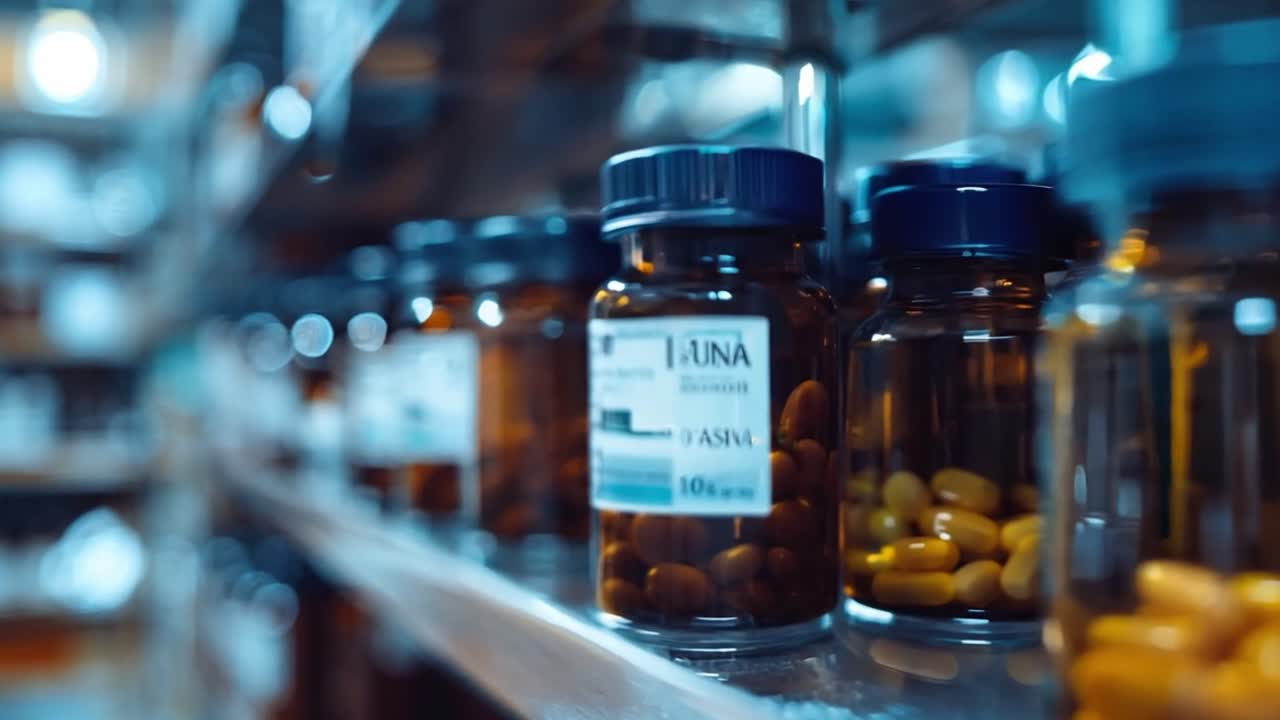 Bottles of Pills on a Shelf