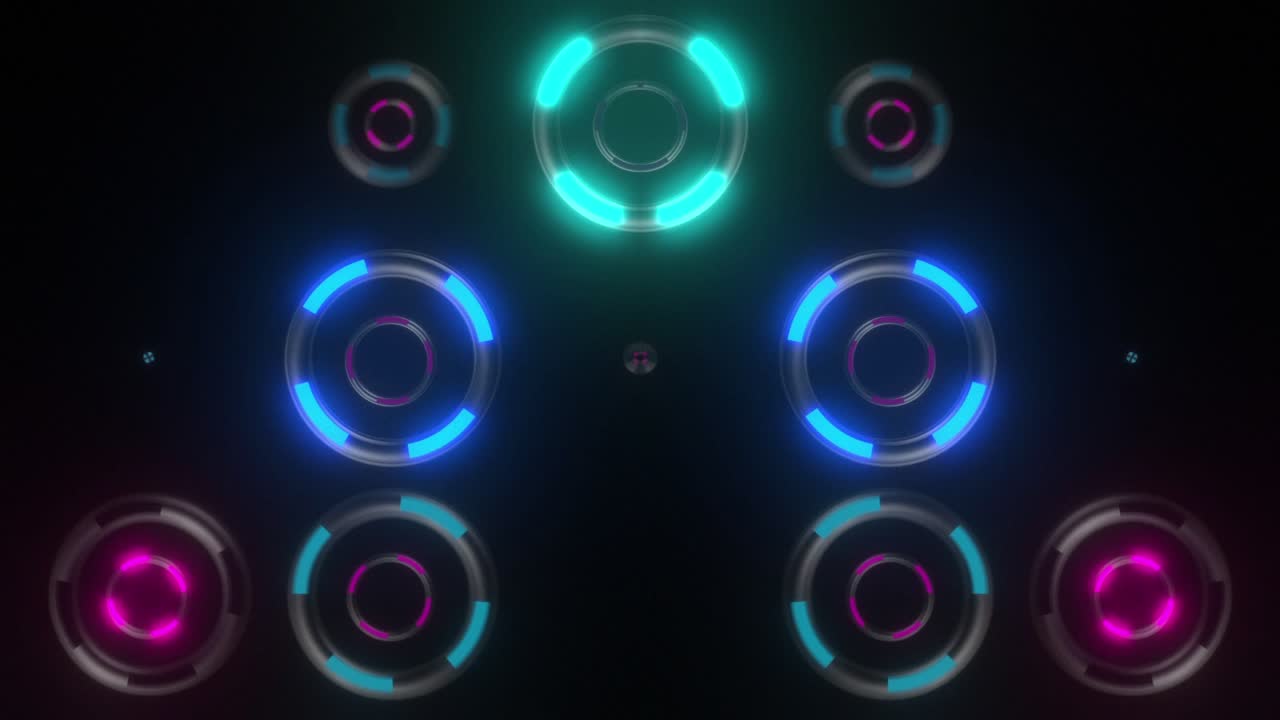 Glowing Neon Circles Abstract Background