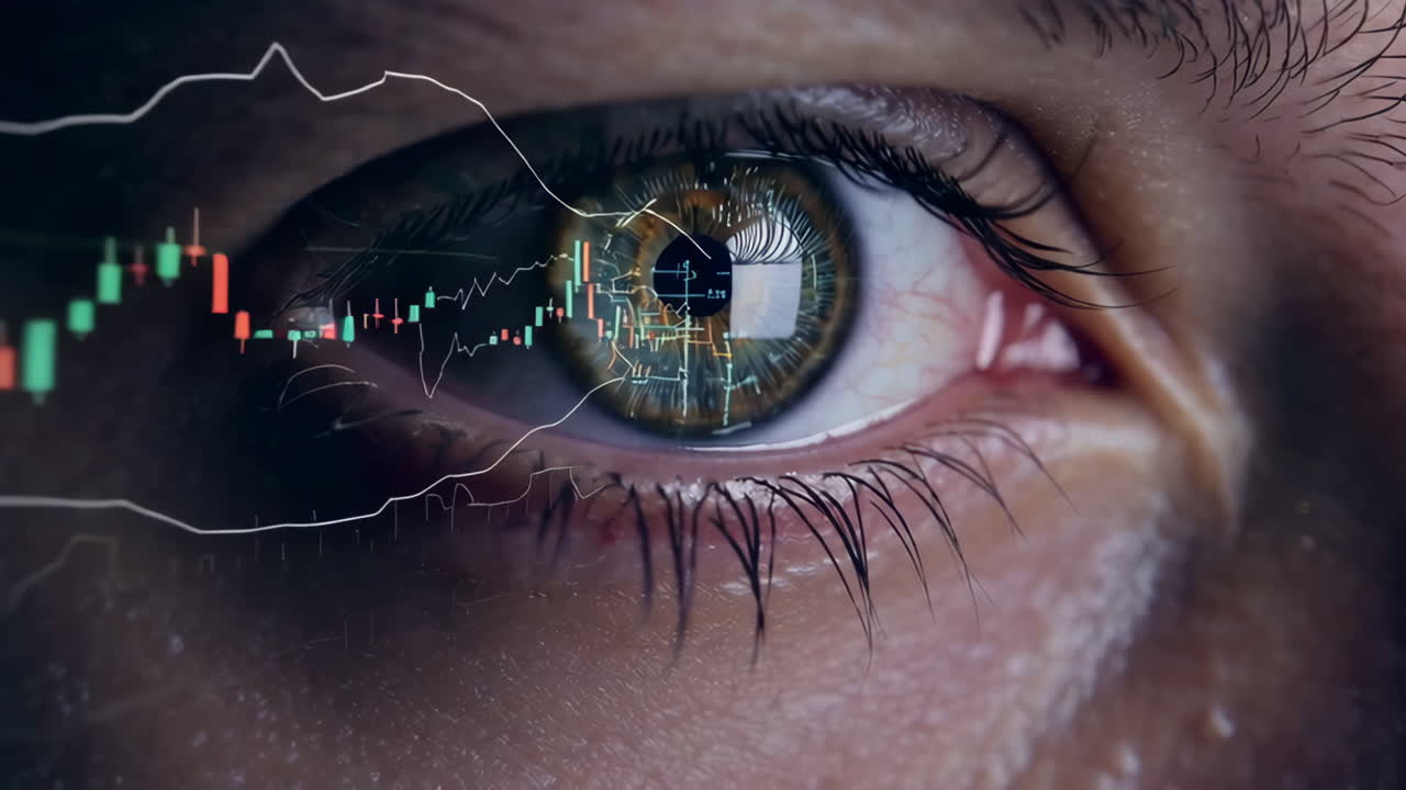Eye with Financial Data Overlay
