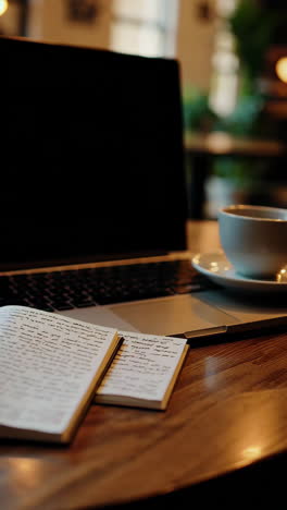 laptop with breaking news on screen in cafe
