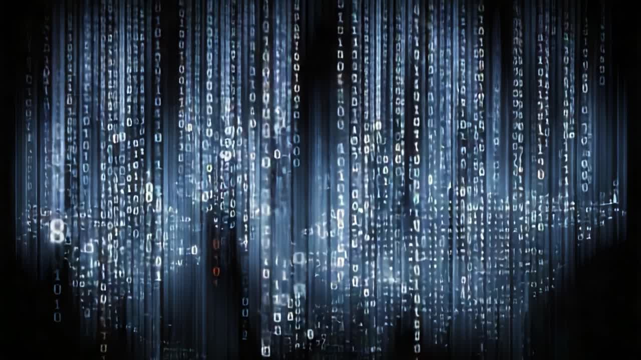 Digital World Map Revealed Through Cascading Binary Data: A Visual Representation of Global Connectivity and Information Flow in the Age of Technology