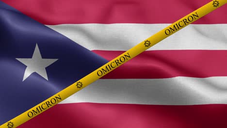 omicron variant and ban strip on puerto rico flag - flag of puerto rico