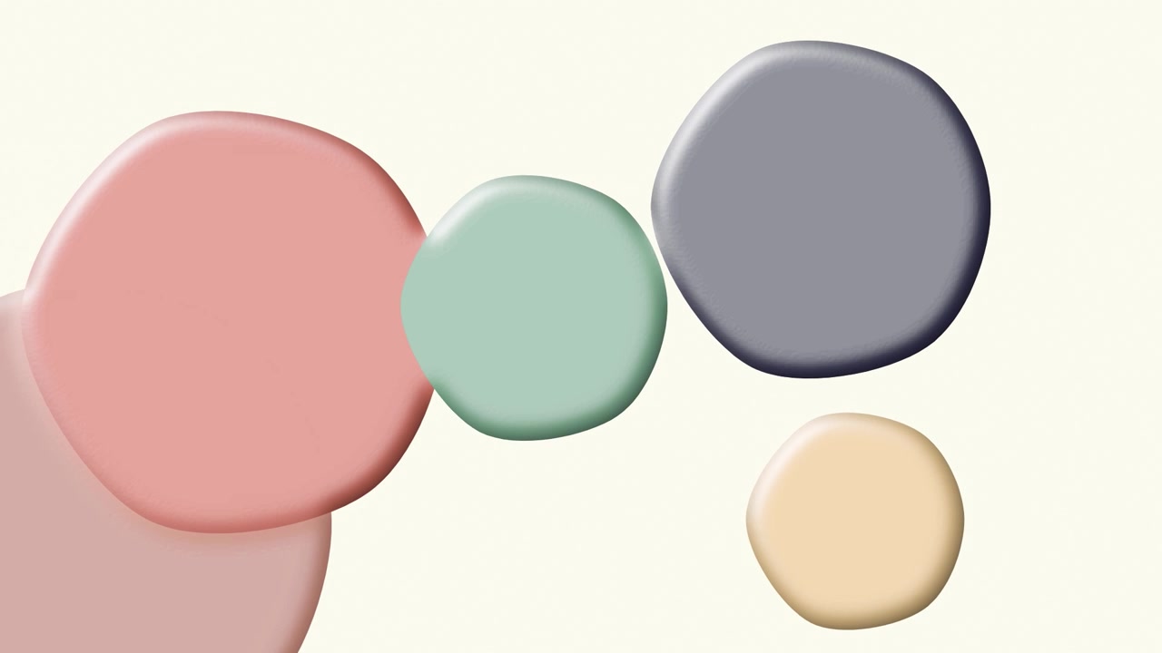 Abstract Animation of Moving Colorful Circles on Cream Background