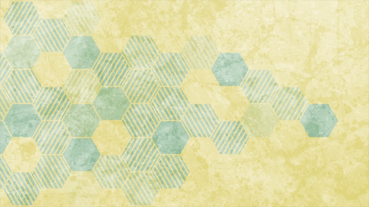 Blue and yellow hexagonal pattern abstract grunge motion background