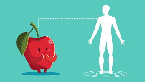 apple fruit with human body silhouette animation