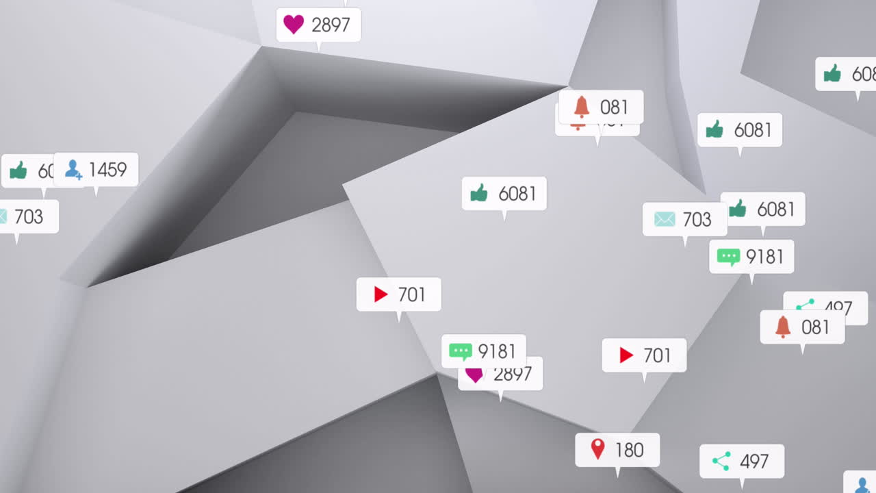 추상적인 패턴 위에 소셜 미디어 데이터 처리의 애니메이션