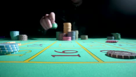 Casino Roulette Table with Chips