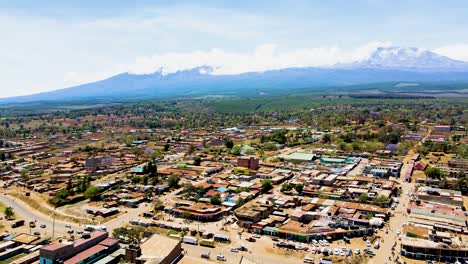 rural village town of kenya with kilimanjaro in the background