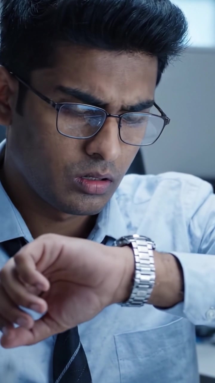 Focused Professional Deep in Thought: A Close-Up View Capturing the Intense Concentration of an Office Worker Engaged in a Challenging Task