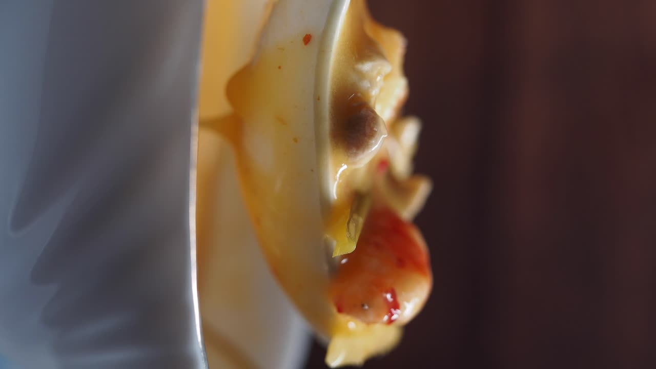 Close-up shot of snack with condiment