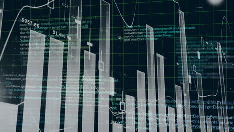 Animation-Der-Datenverarbeitung-über-Diagrammen-Auf-Schwarzem-Hintergrund