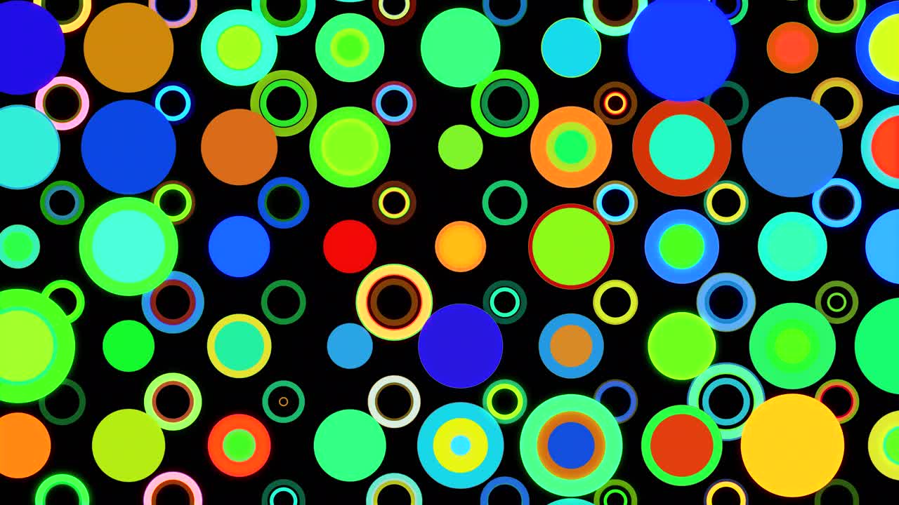 Abstract Colorful Animated Circle Rings Video Loop Background – 4k Seamless Loop With Camera Zoom In and Out