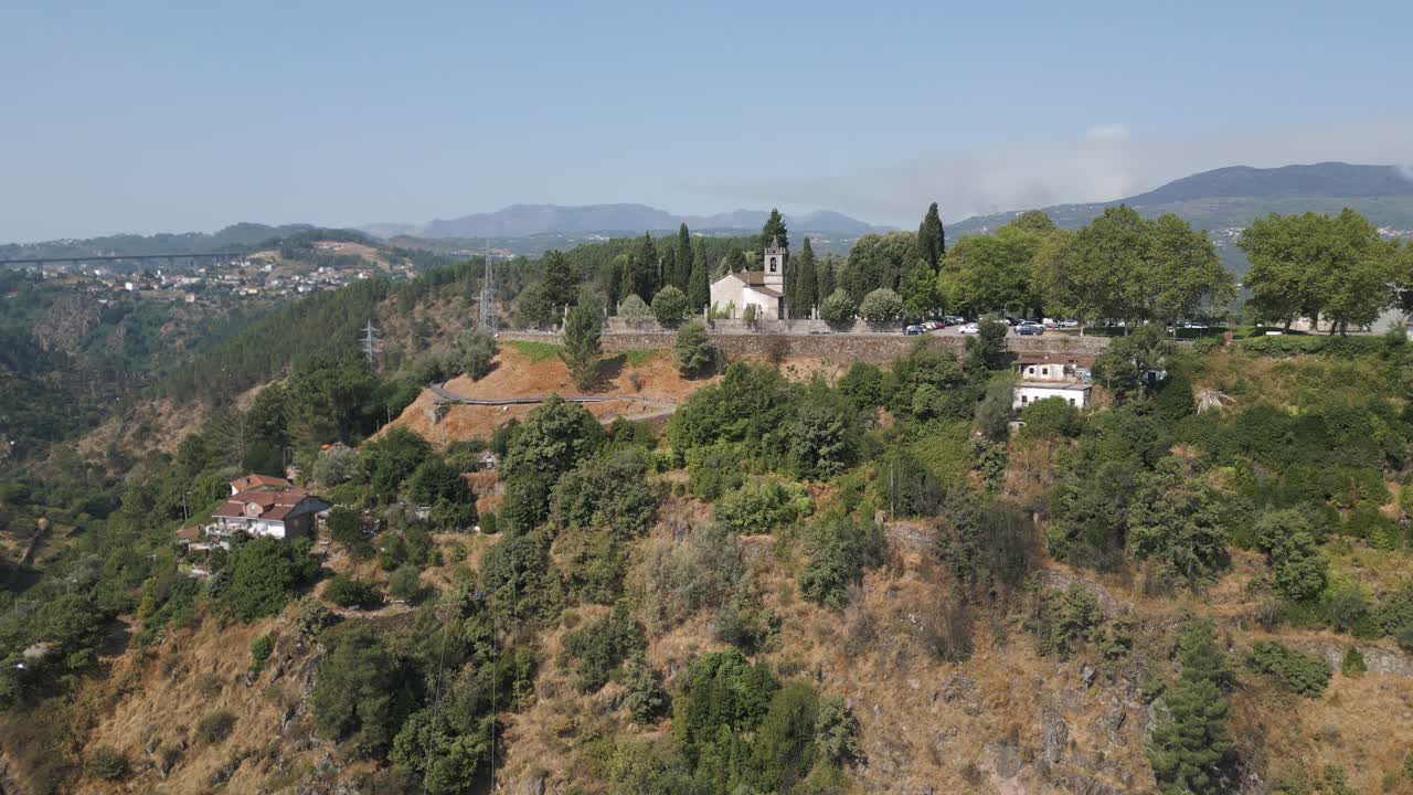 Aerial Approach of São Dinis Cemetery Curch, Vila Real City, Portugal