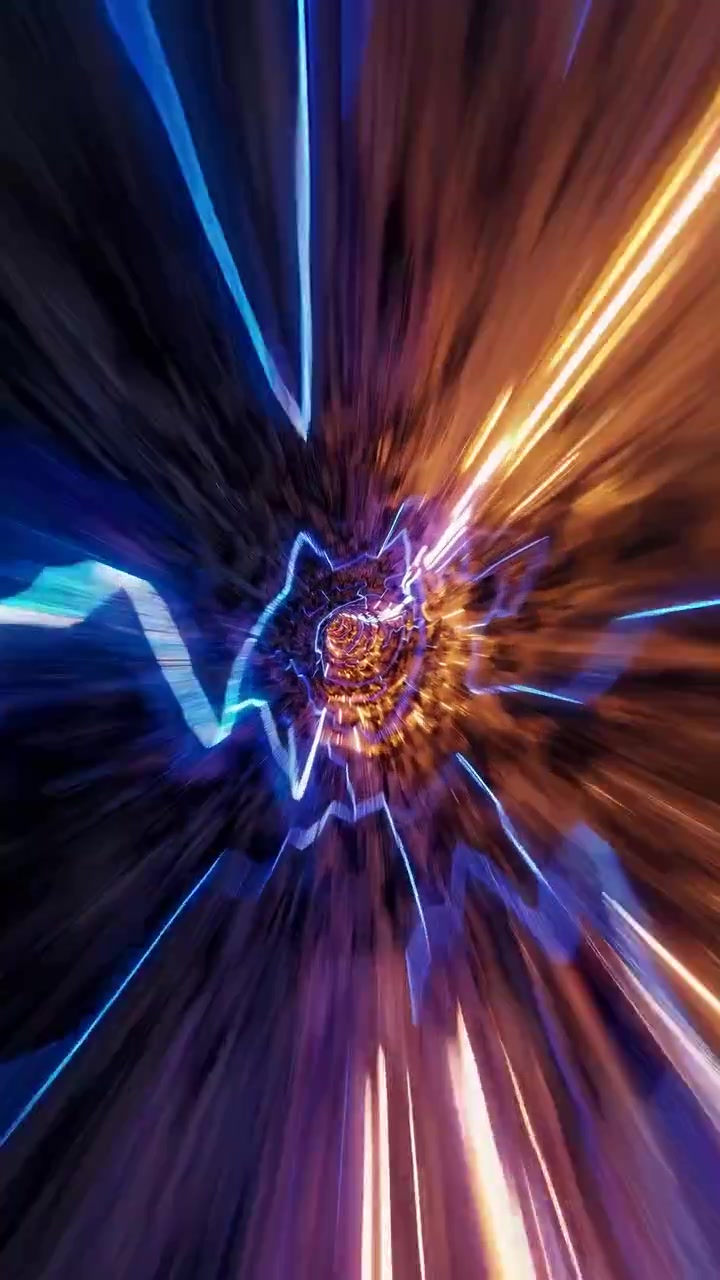 Volo attraverso un tunnel energetico astratto di fantascienza