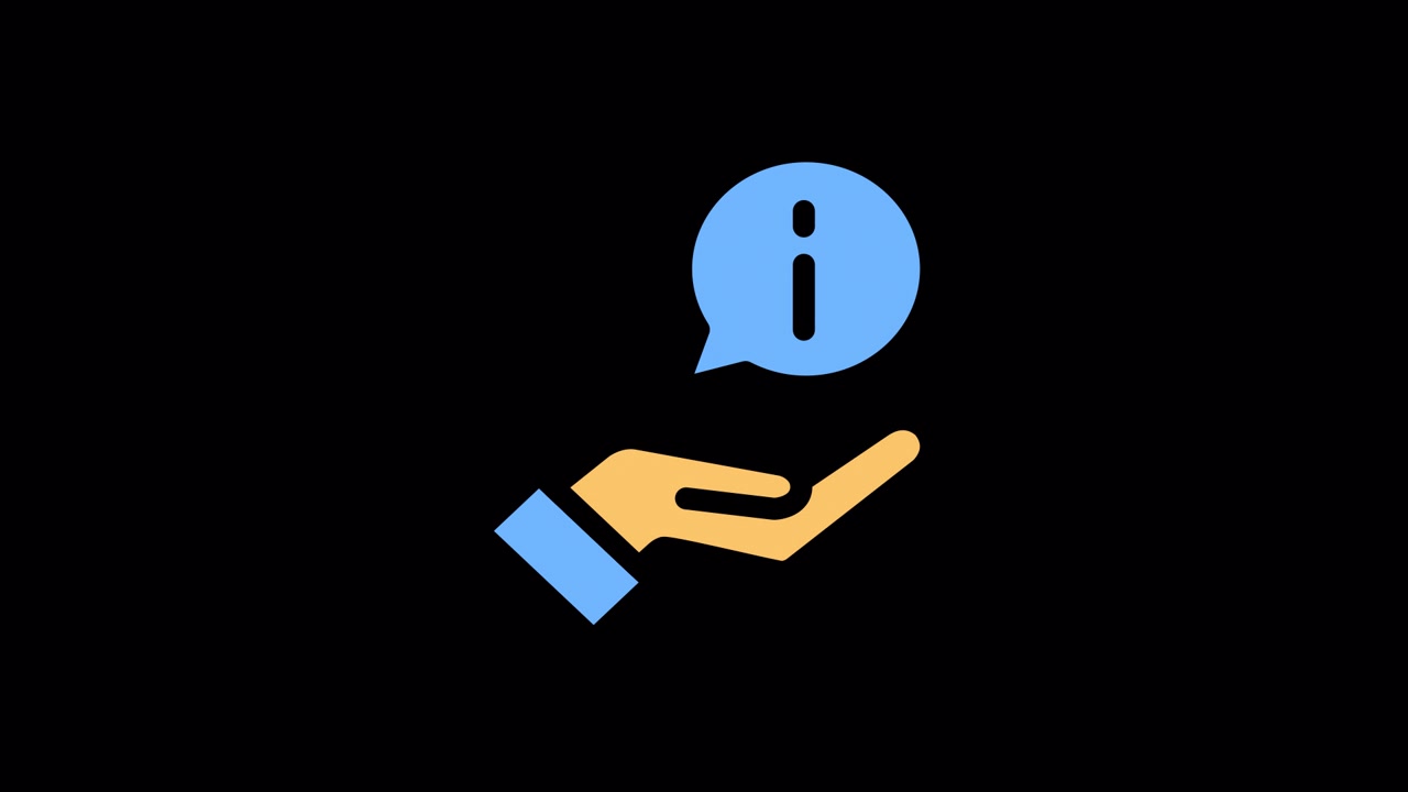 Animated Hand Presenting Information Icon in Speech Bubble