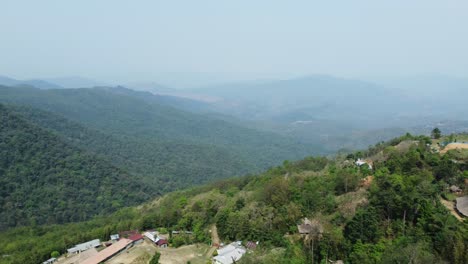 drone view shot of landscape or houses and environment of people living in nagaland, india.