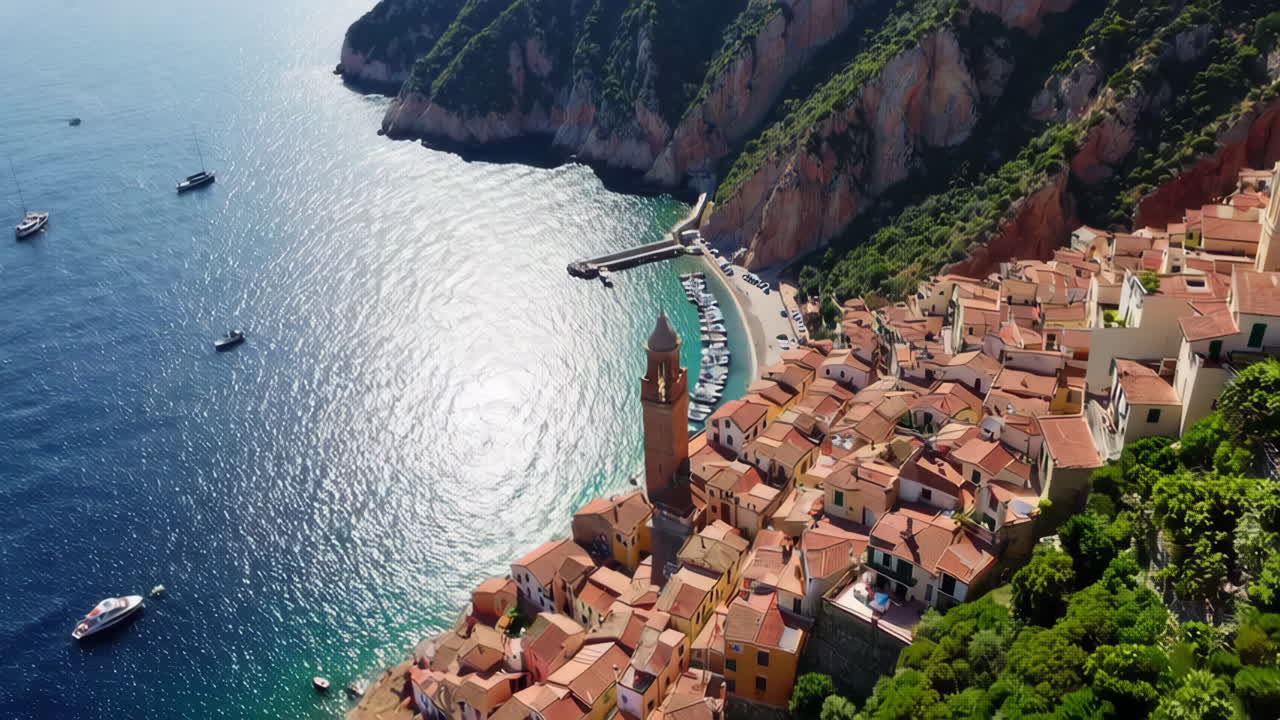 이탈리아 해안 도시 의 공중 사진