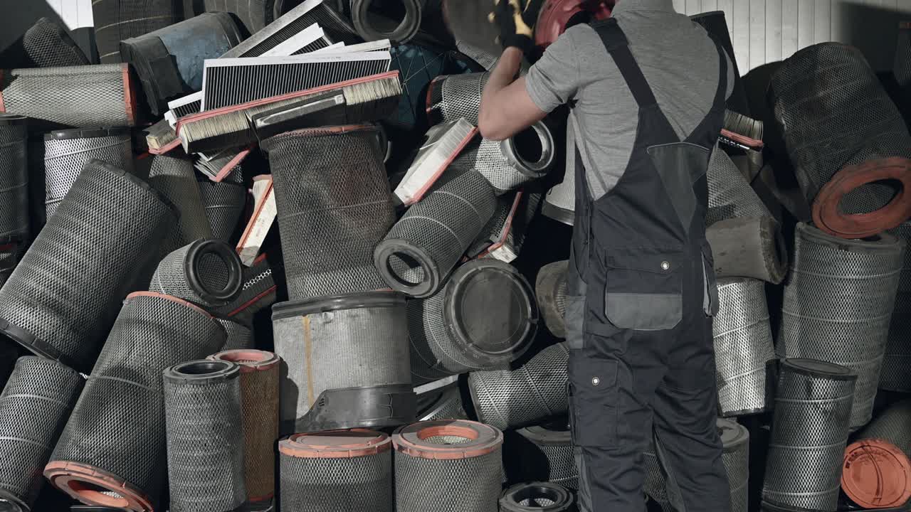 Heavy Duty Used Air Filters In Large Pile.