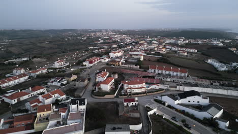 Sunrise-Drone-Shot-in-Small-Countryside-Town-in-Portugal