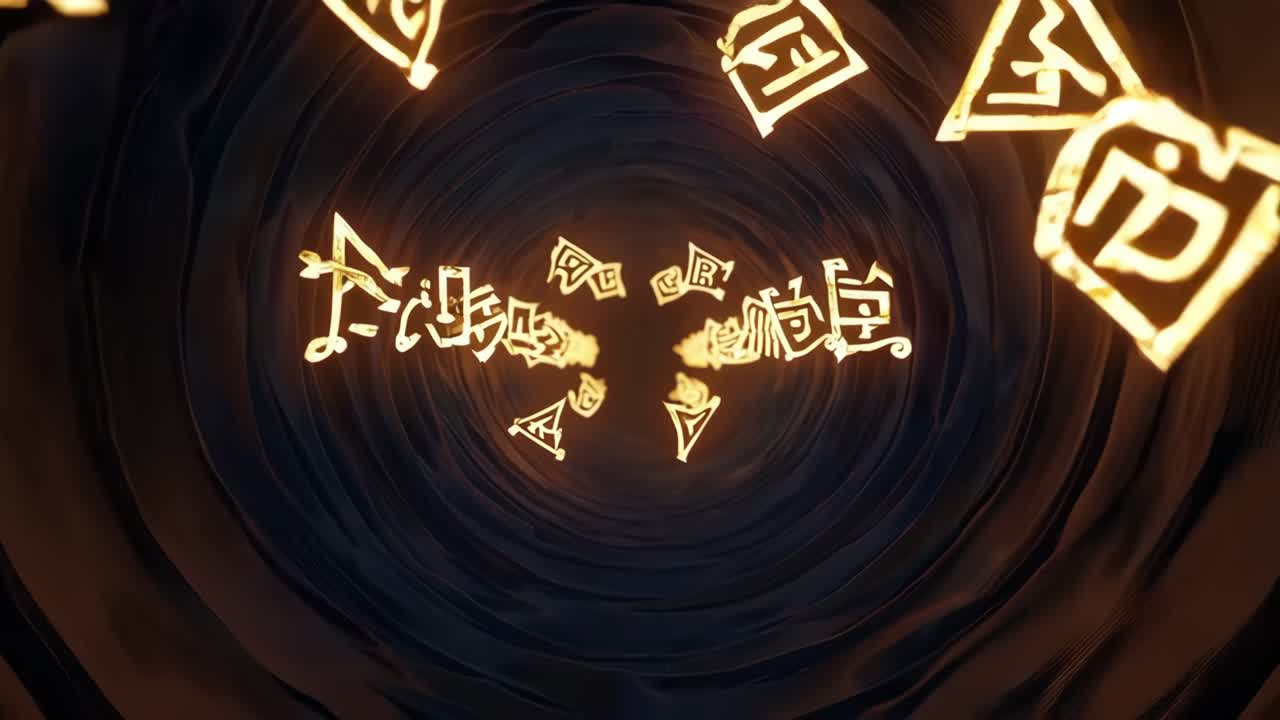 Abstract Tunnel of Glowing Glyphs