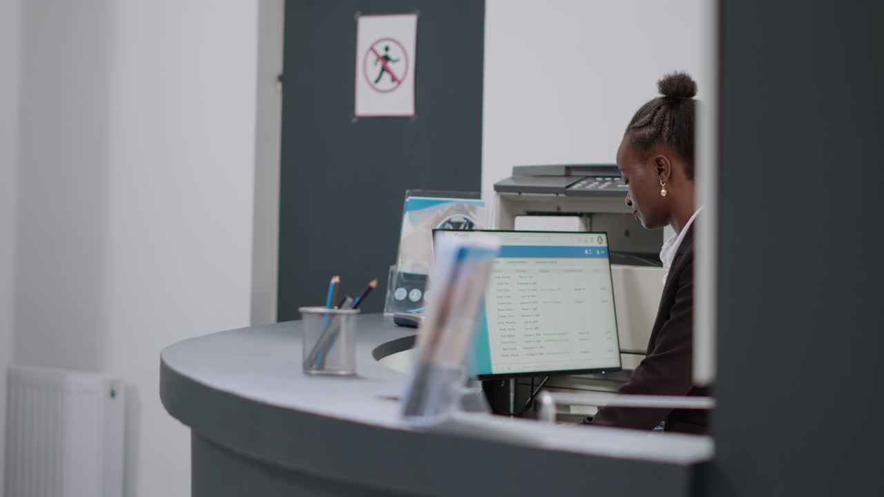 Hospital Reception Area with Medical Staff