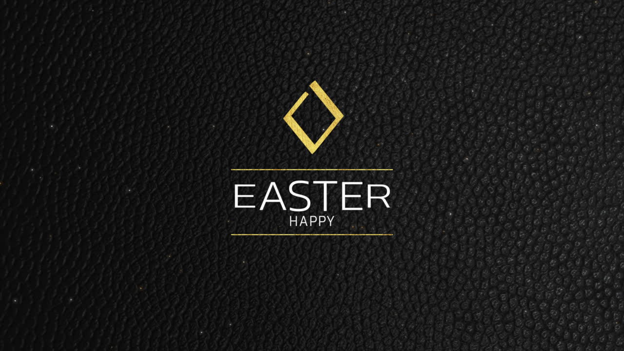 Happy Easter a golden cross shines on a bold black background