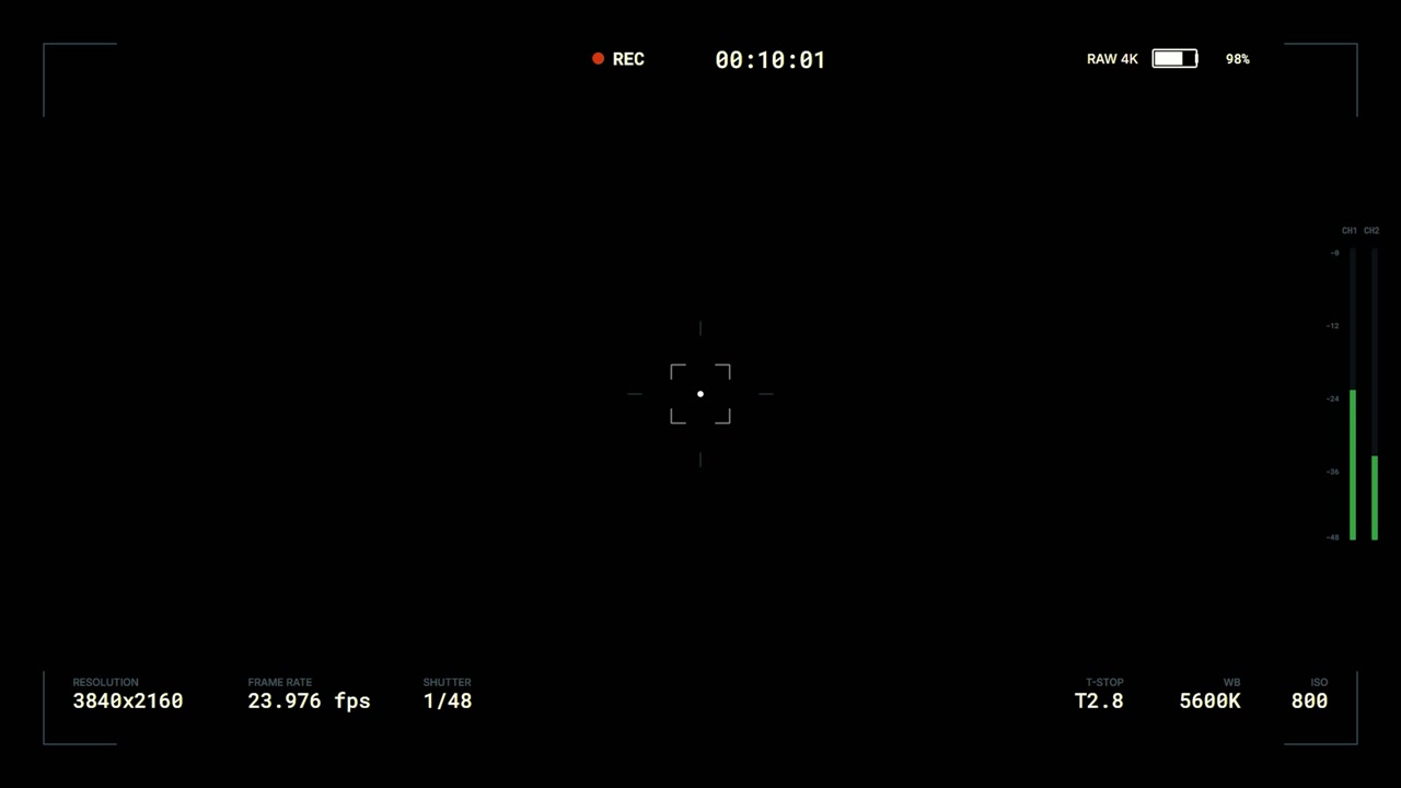 Digital Camera Recording Interface Overlay on Black Background