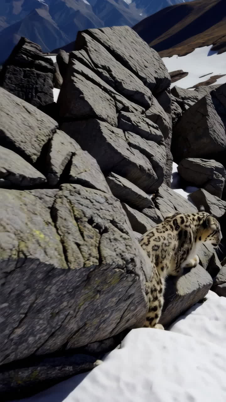 leopardo de nieve en las montañas