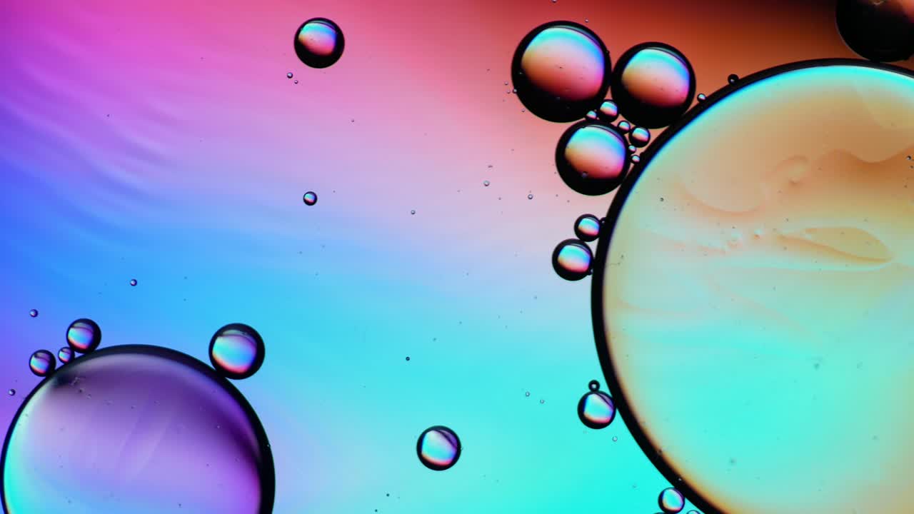 colorido artístico de gota de aceite flotando en el agua. fondo de burbuja abstracta